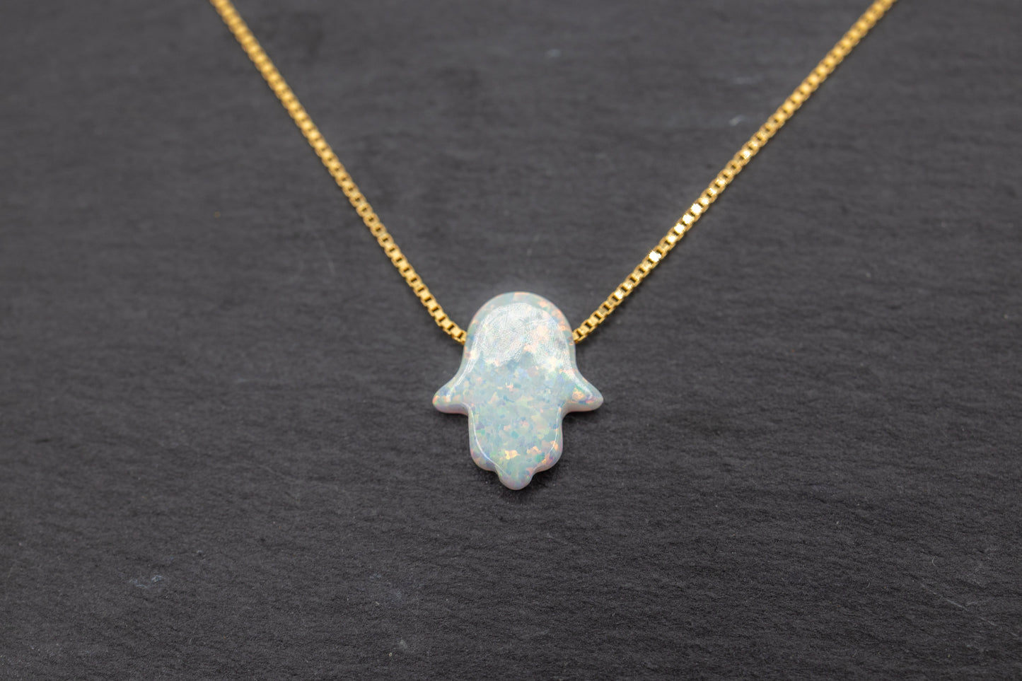 Opal Hamsa Necklace