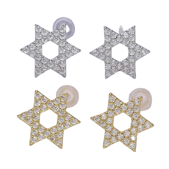 Paved Cz Star of David Stud Earrings