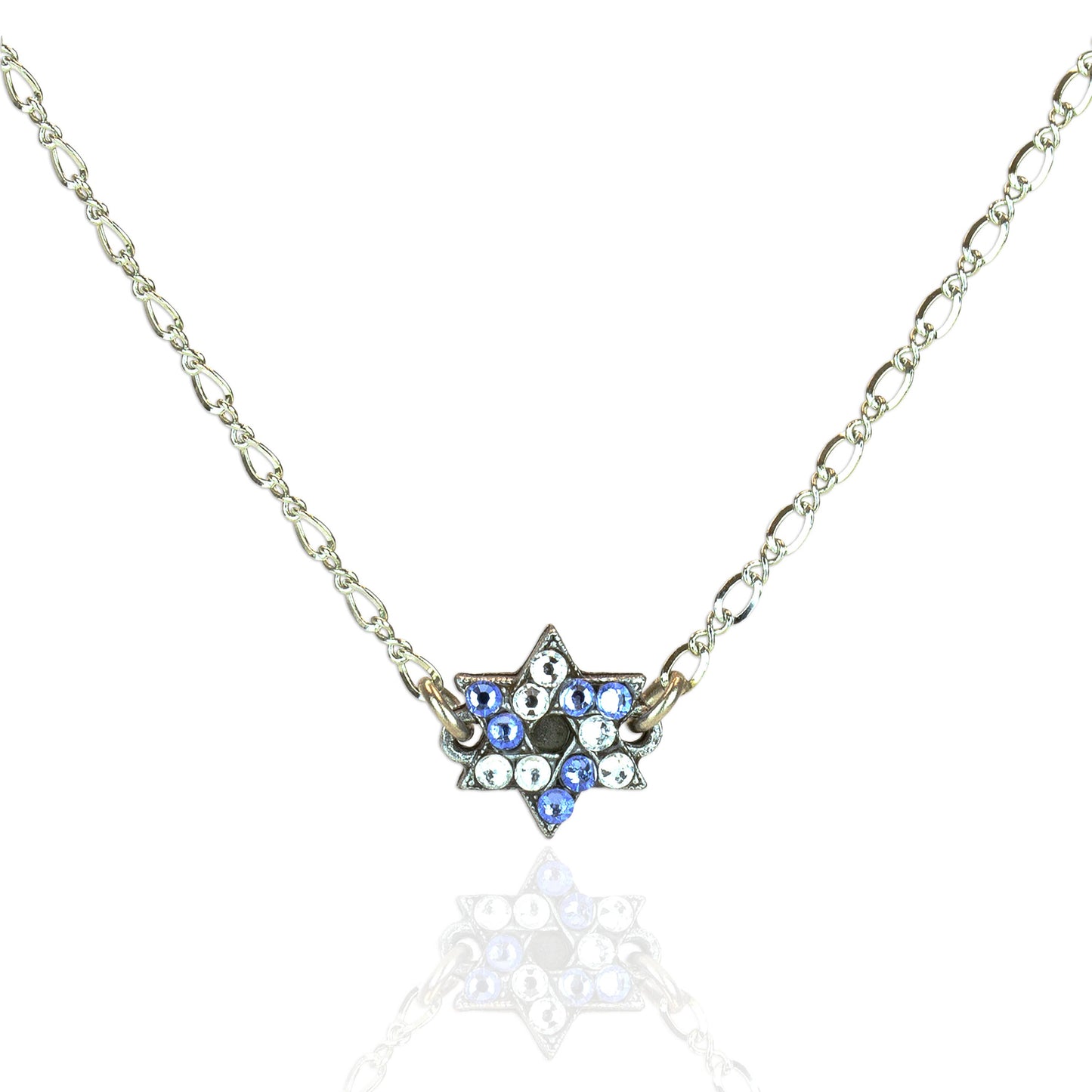 Light Blue Sapphire Star of David Crystal Necklace