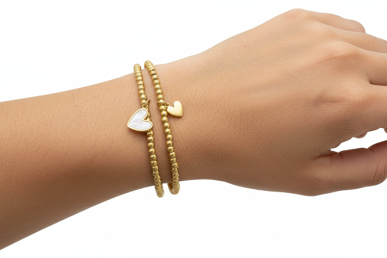 Set of Heart Ball Bracelets