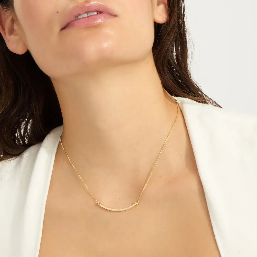 Pearl Curved Bar Necklace