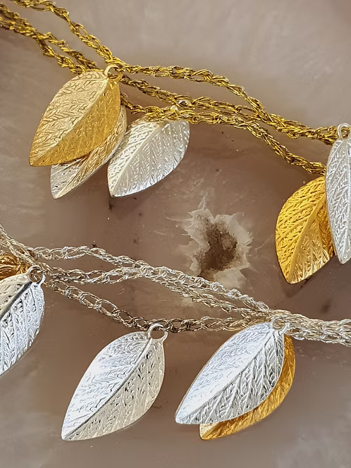 Silver & Gold Leaf - Silk Bracelet