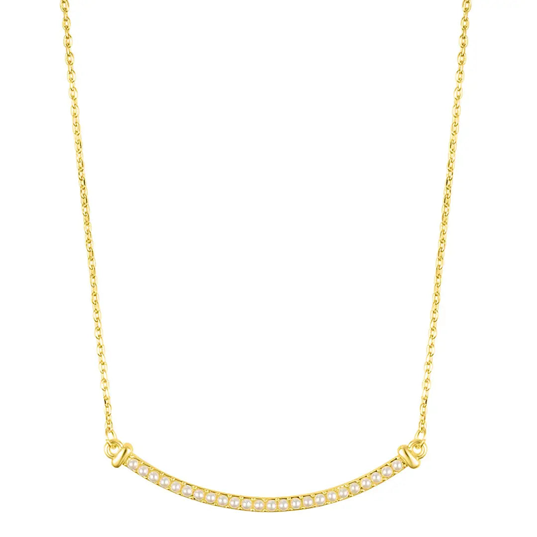 Pearl Curved Bar Necklace