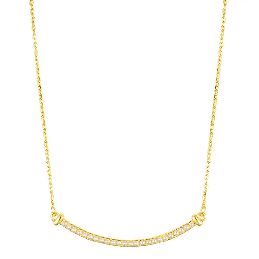 Pearl Curved Bar Necklace