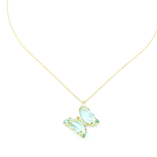 Butterfly Ocean Blue Sterling Silver Necklace