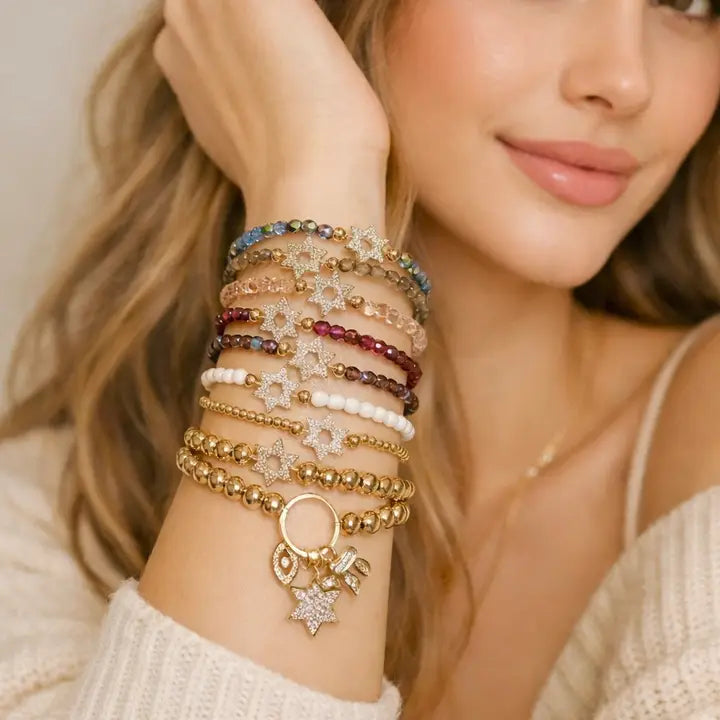 Star of David Crystal Beaded Bracelet