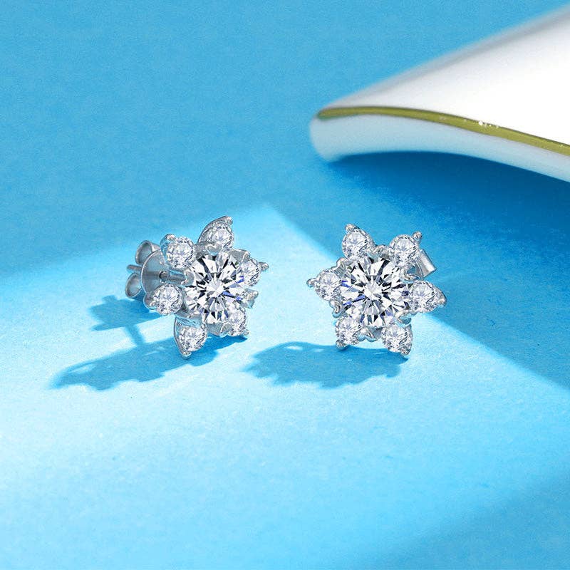 Moissanite Star Of David Stud Earring in 925 Sterling Silver