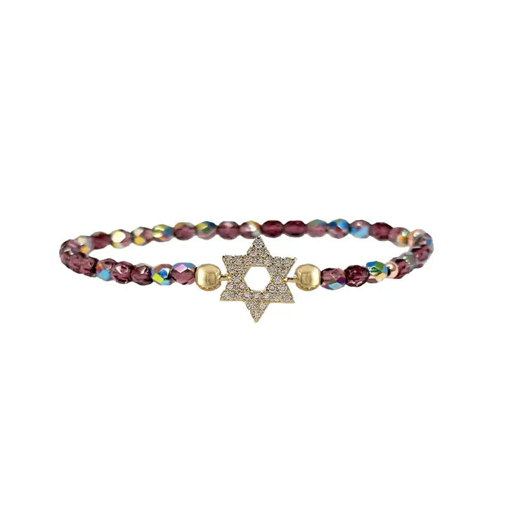 Star of David Crystal Beaded Bracelet