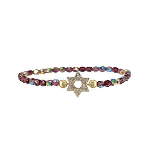 Star of David Crystal Beaded Bracelet