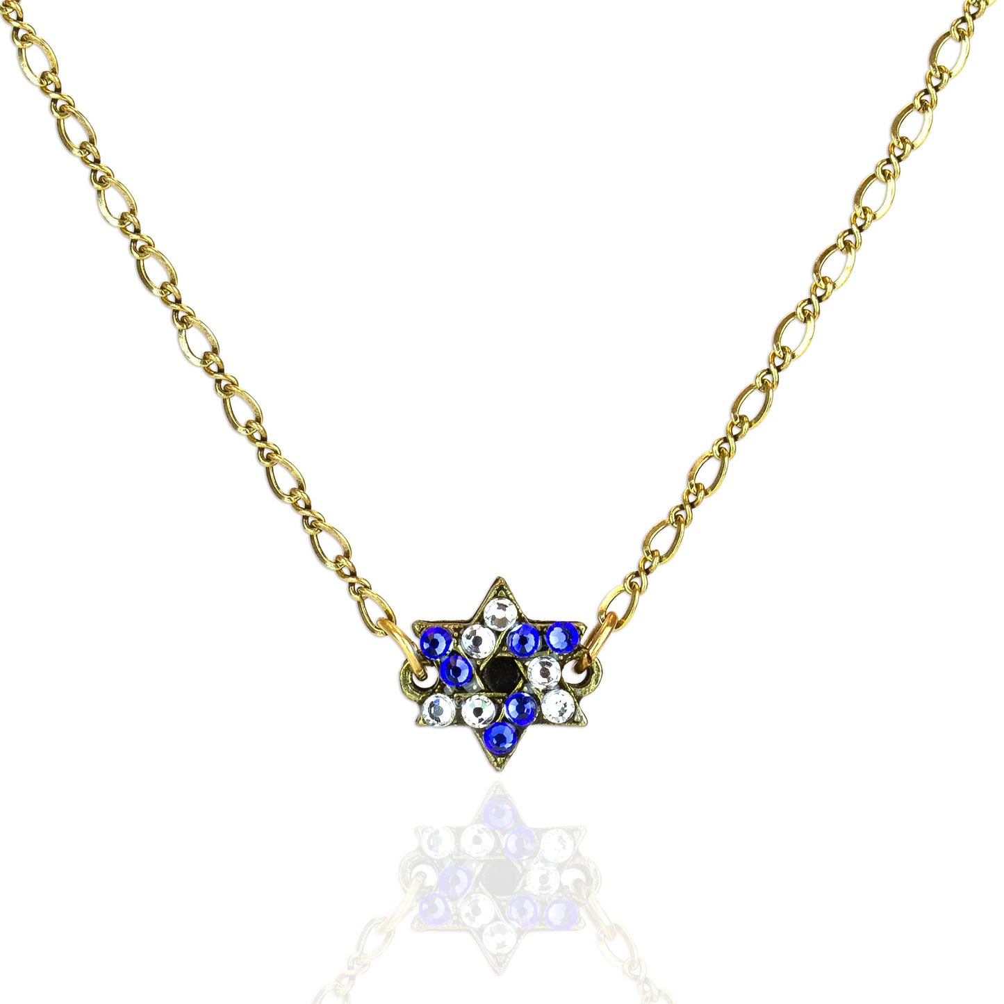 Blue Sapphire Star of David Crystal Necklace