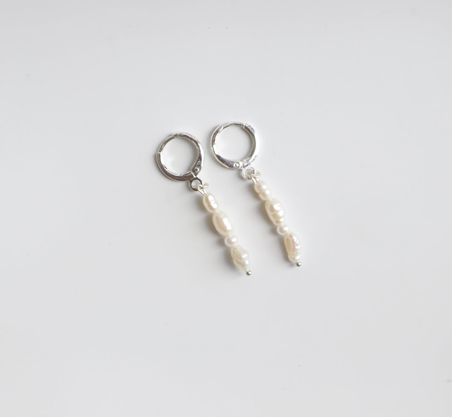 Silver Four Pearl Hoops