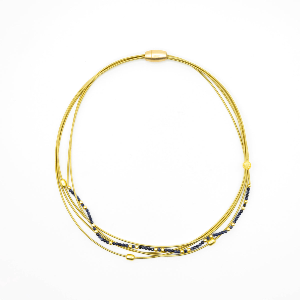 948 SAPPHIRE-SHORT short 5 strand necklace with sapphire cry