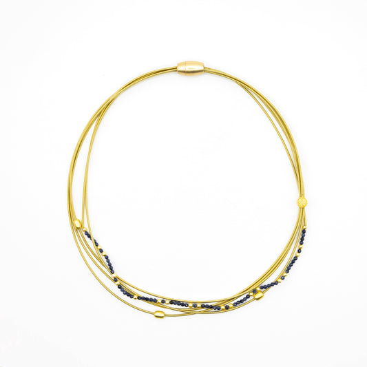 948 SAPPHIRE-SHORT short 5 strand necklace with sapphire cry