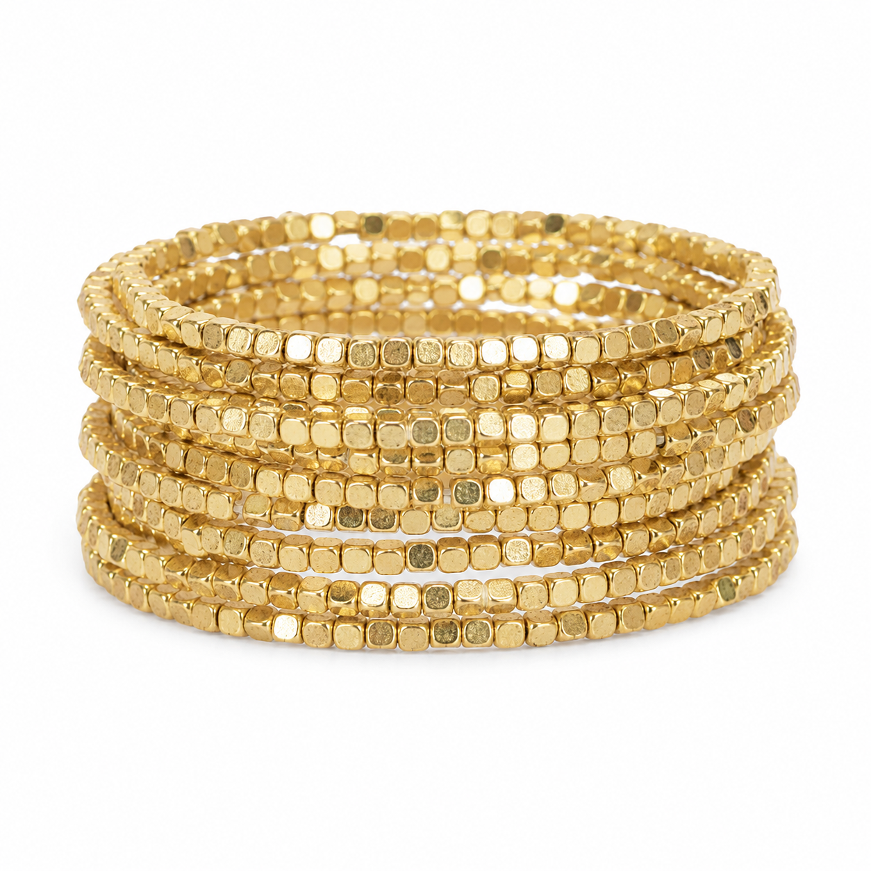 Stylish 15-Piece Beaded Bracelet Set – 24K Gold Plated