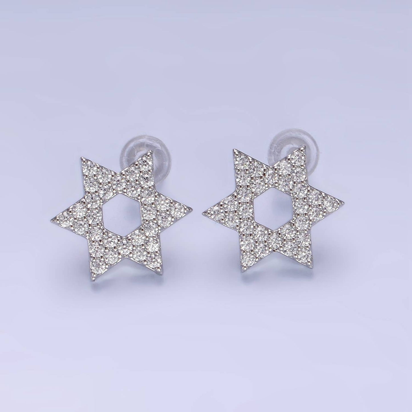14K Gold Filled Micro Paved CZ Star of David Stud Earrings