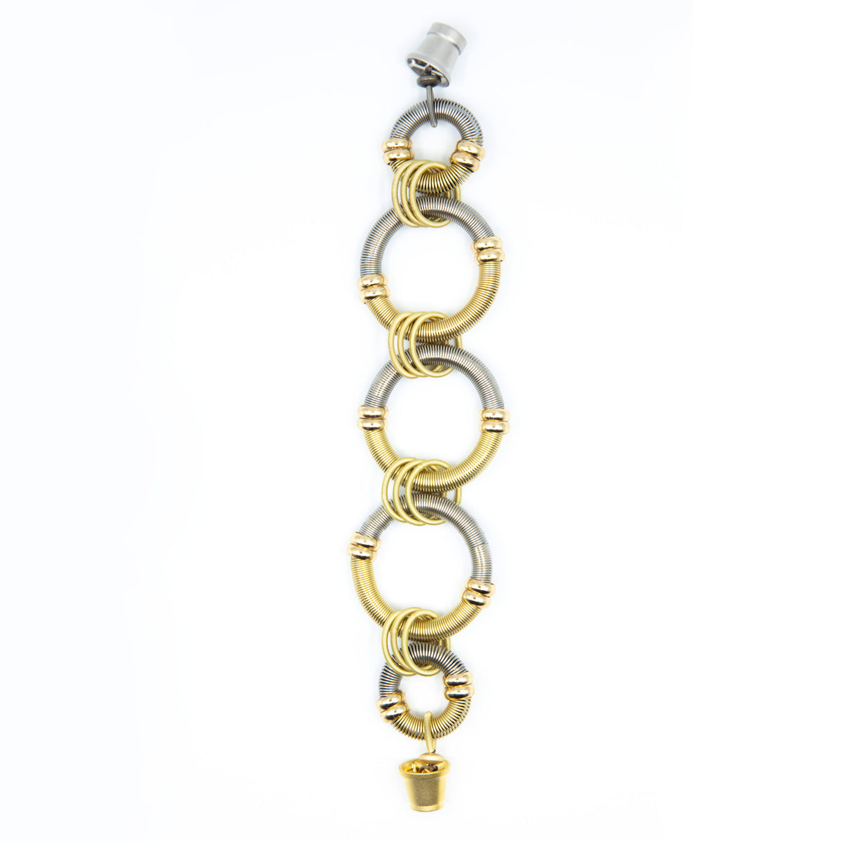 939 S-G-BR - large round silver/gold wire rings bracelet