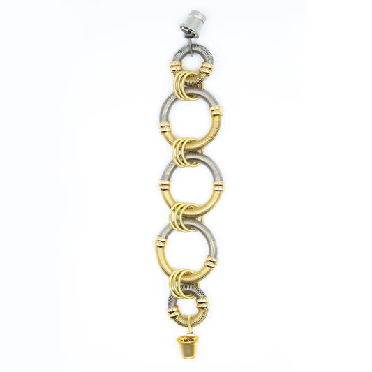 939 S-G-BR - large round silver/gold wire rings bracelet