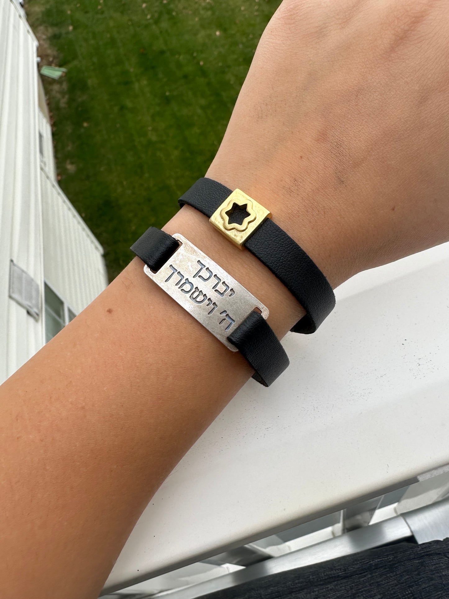 Jewish Star Leather Bracelet