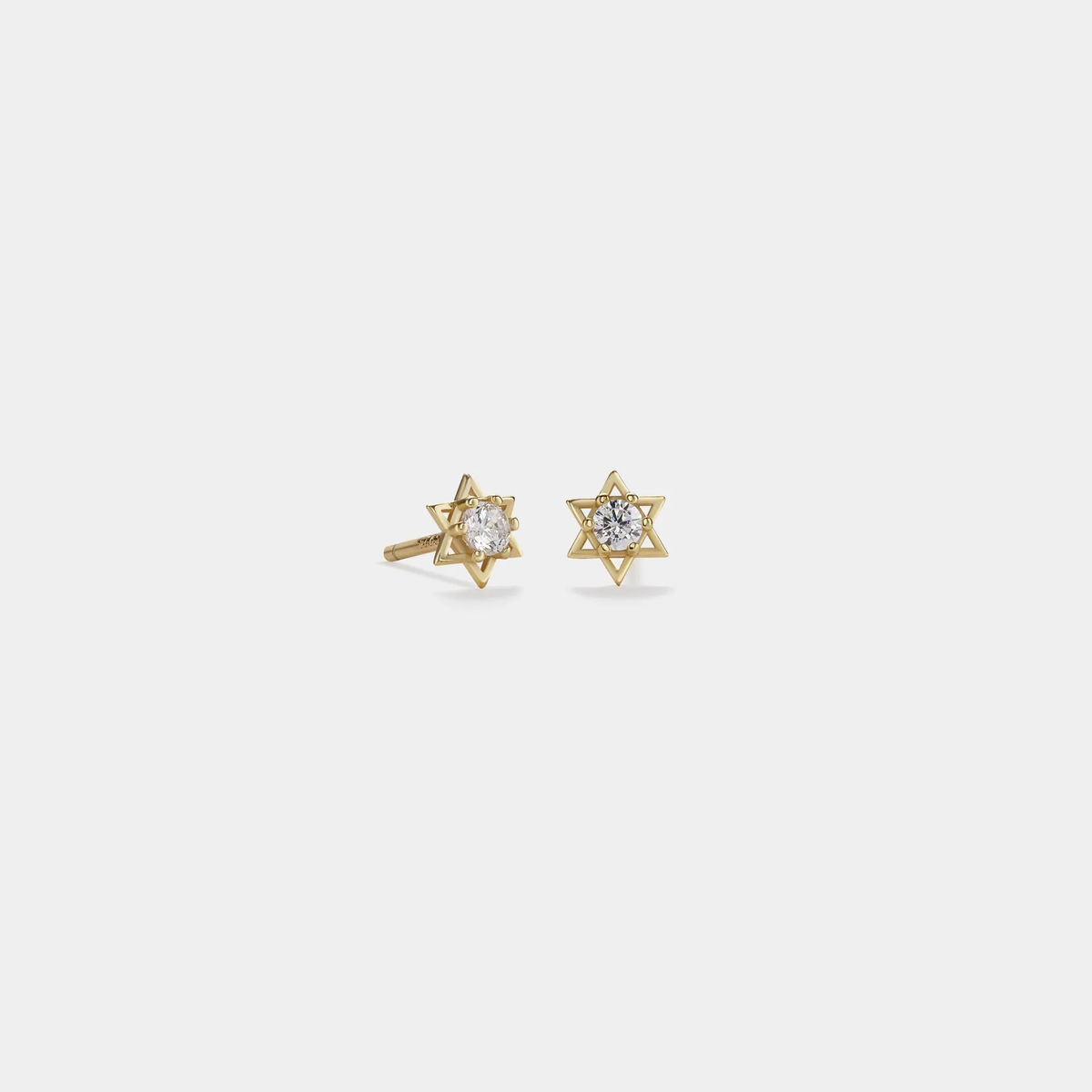 Tiny Gold Star Of David Stud Earrings in 925 Sterling Silver