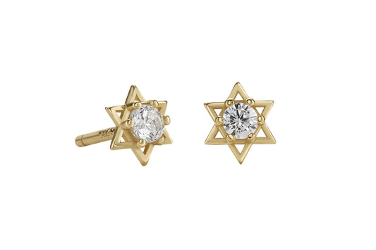 Tiny Gold Jewish Star Earrings