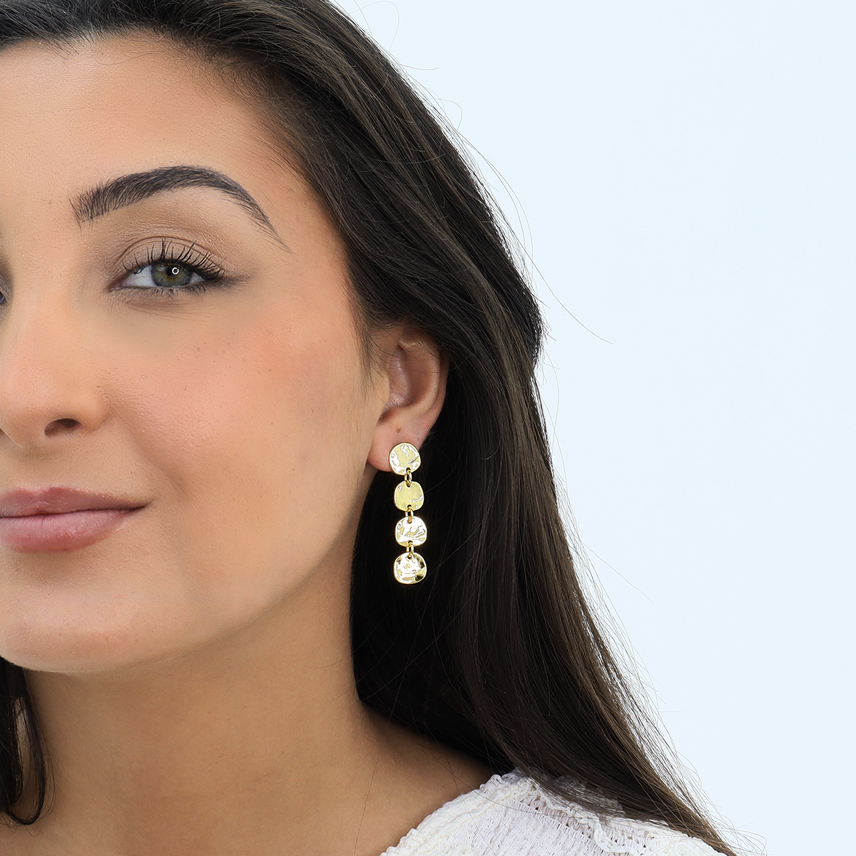 Chic Medallion Disc Linear Drop Earrings - 24K Gold Plated