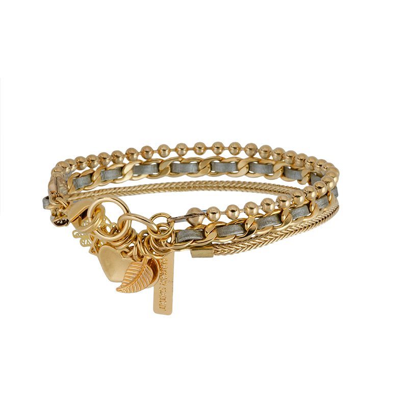 Gourmet bracelet mixed with gold charms