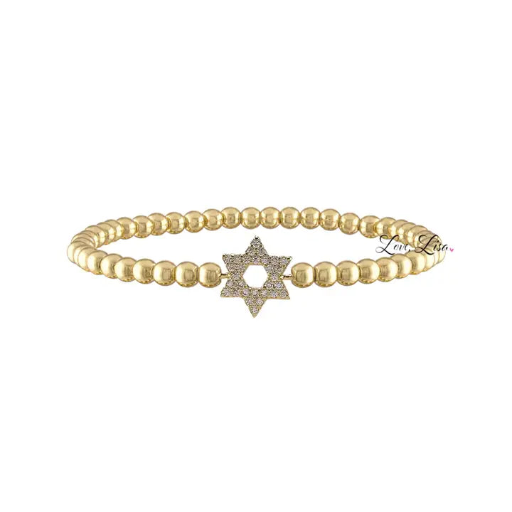 Star of David Crystal Beaded Bracelet