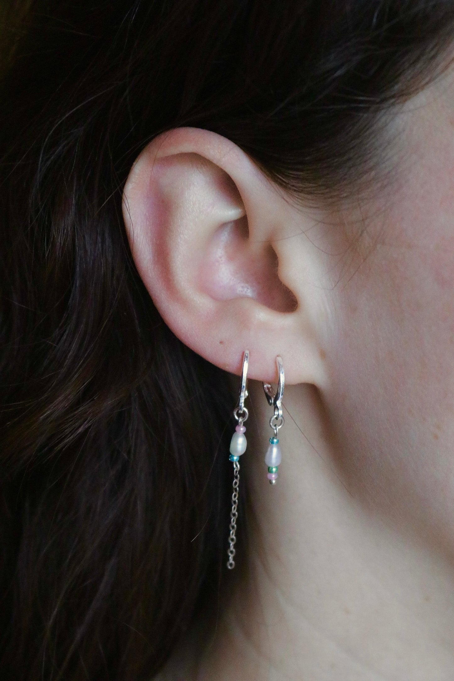 Multicolor Silver Hoops