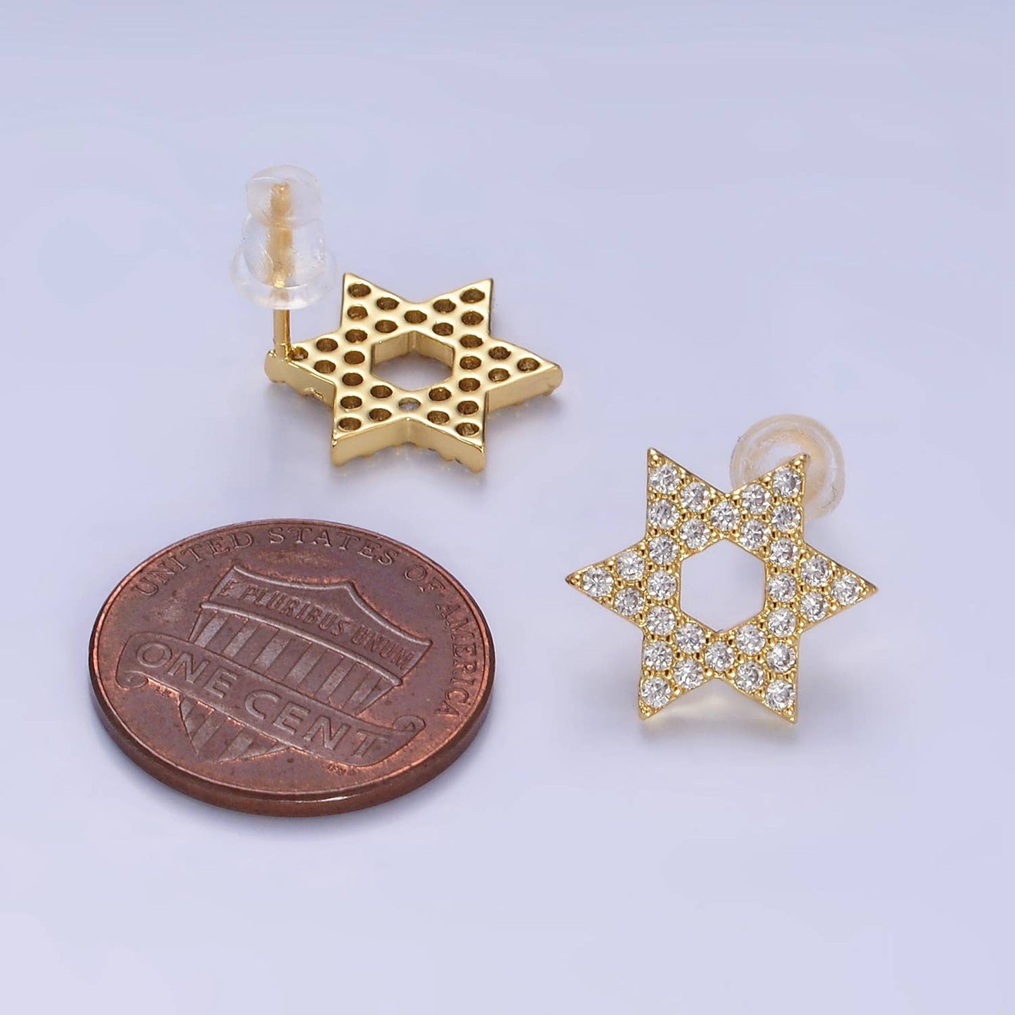 14K Gold Filled Micro Paved CZ Star of David Stud Earrings