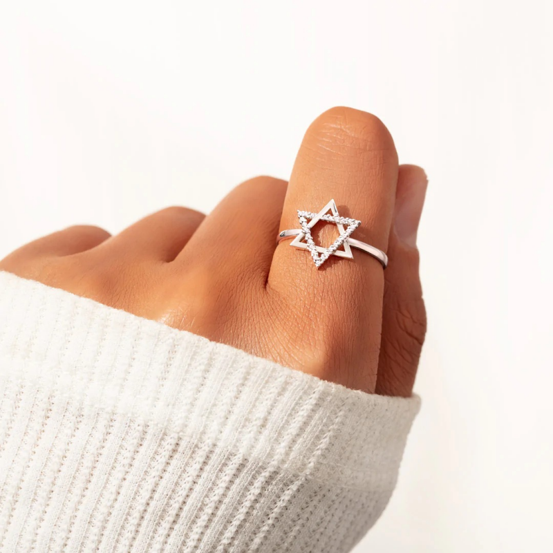 Dainty Star Of David Stacking Ring in 925 Sterling Silver