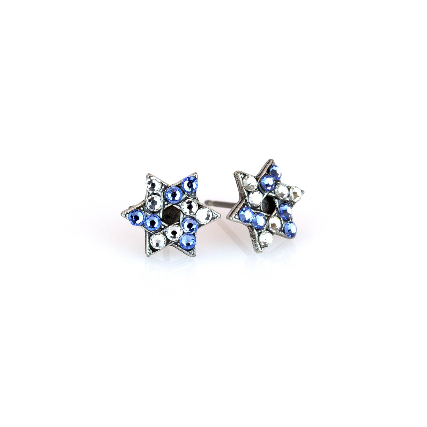 Light Blue Star of David Crystal Post Earrings