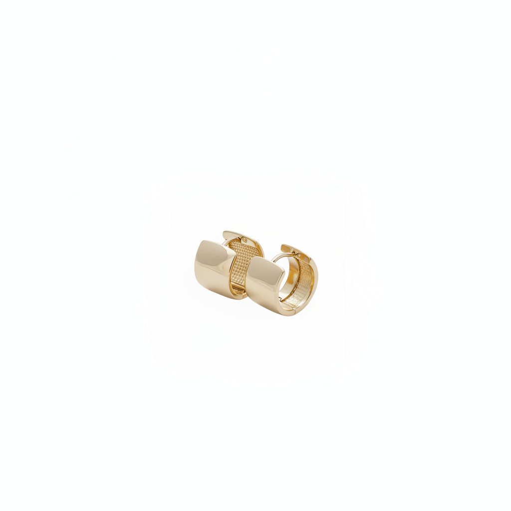 14K Gold Filled 14.5mm Wide Chubby Minimalist Hoops Earrings | Earrings-00182