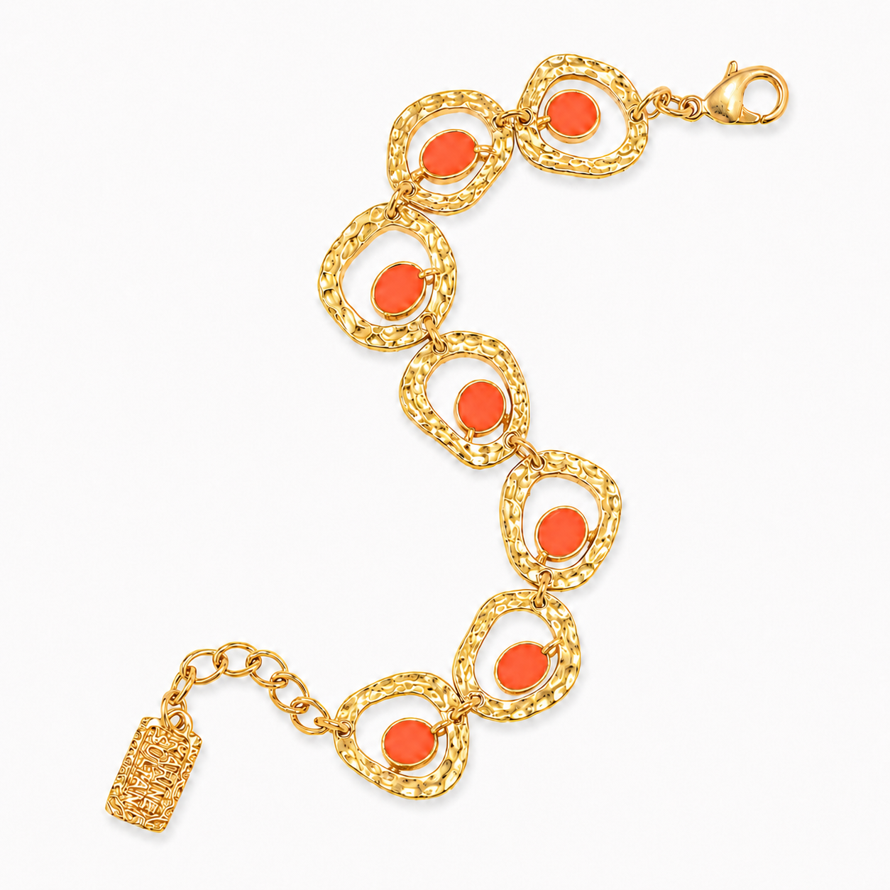 Colorful Pebble Link Bracelet- 24kt Gold Plating / Enamel