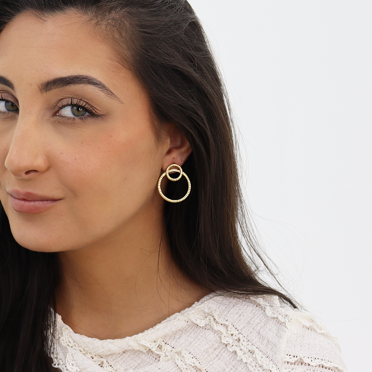 Double Circle Frontal Hoop - 24K Gold Plated