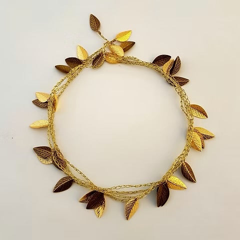 Gold Leaf Silk Necklace