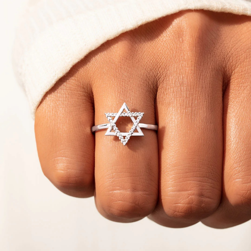 Dainty Star Of David Stacking Ring in 925 Sterling Silver