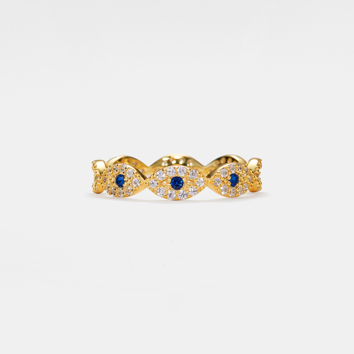 Turkish Evil Eye Stacking Band Ring in 925 Sterling Silver