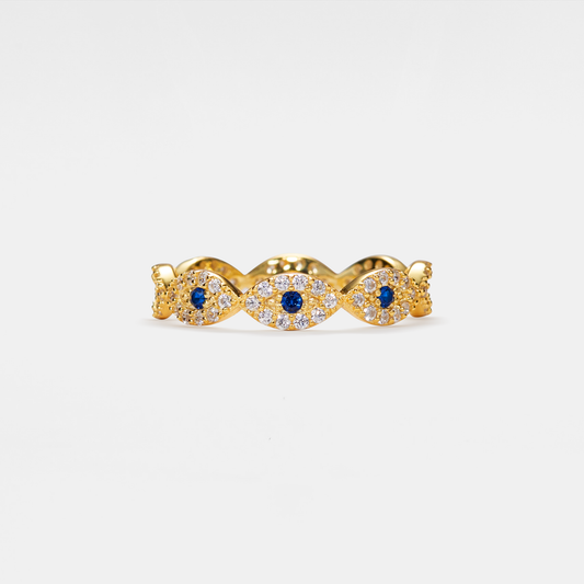 Turkish Evil Eye Stacking Band Ring in 925 Sterling Silver