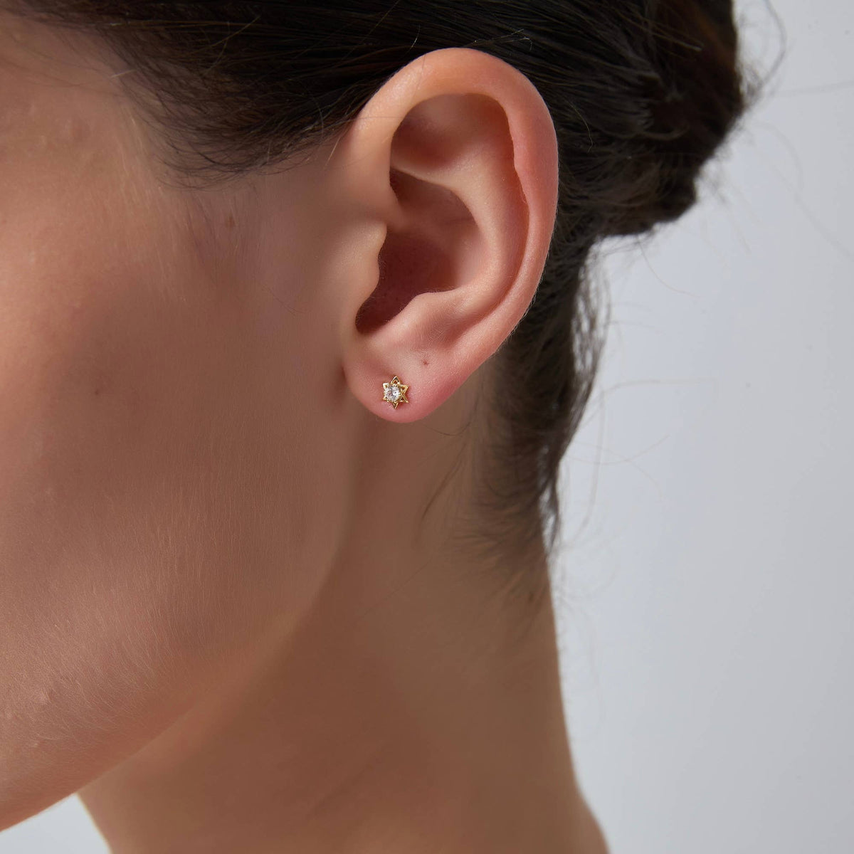 Tiny Gold Star Of David Stud Earrings in 925 Sterling Silver
