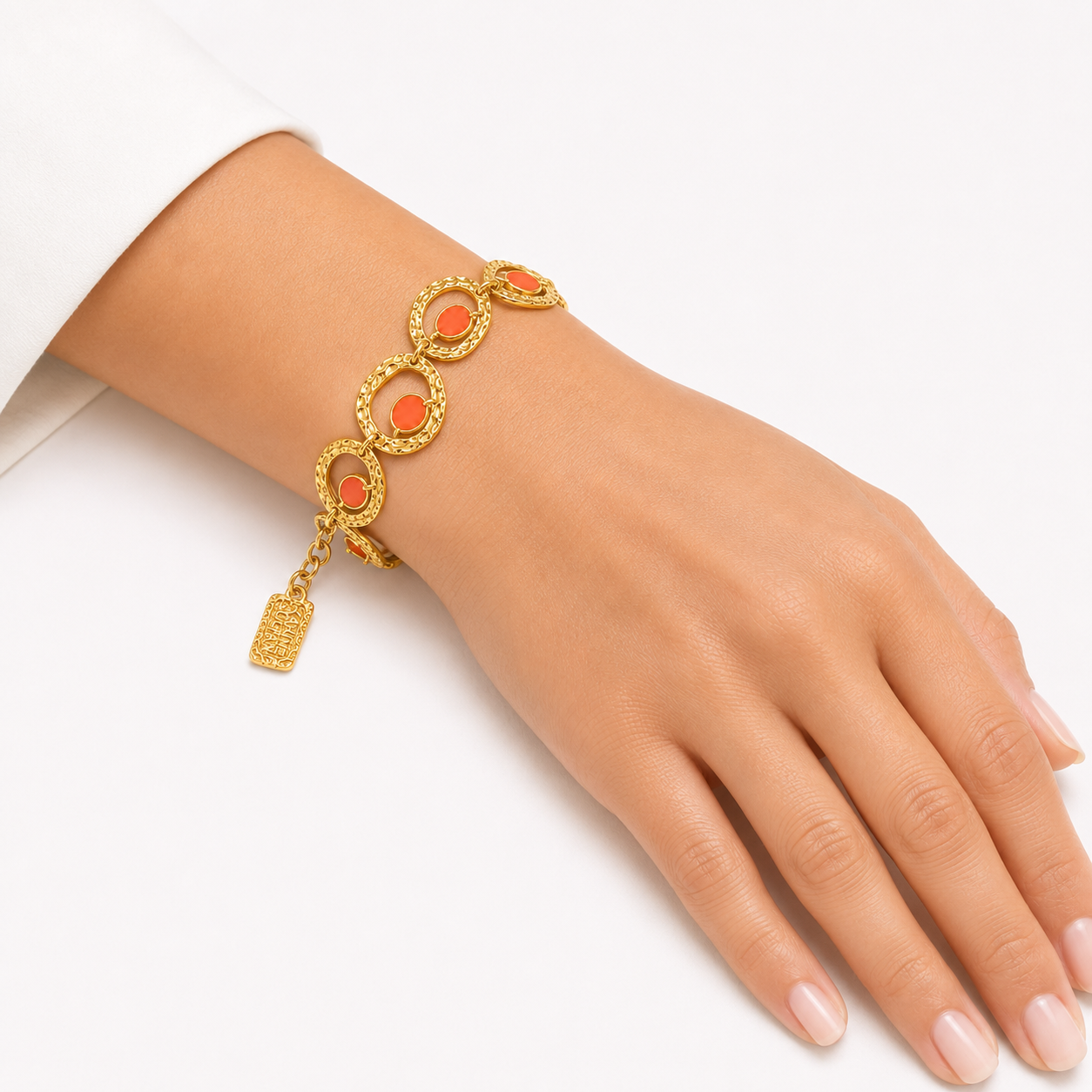 Colorful Pebble Link Bracelet- 24kt Gold Plating / Enamel