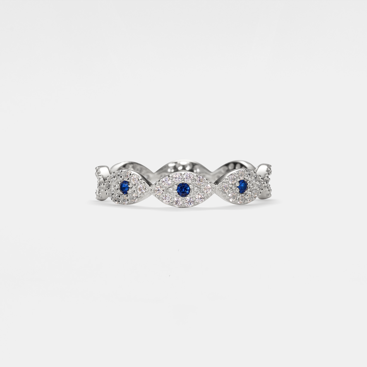 Turkish Evil Eye Stacking Band Ring in 925 Sterling Silver