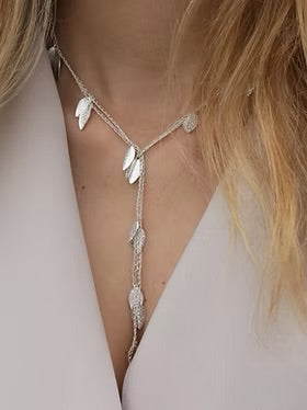 Silver Leaf Silk Necklace
