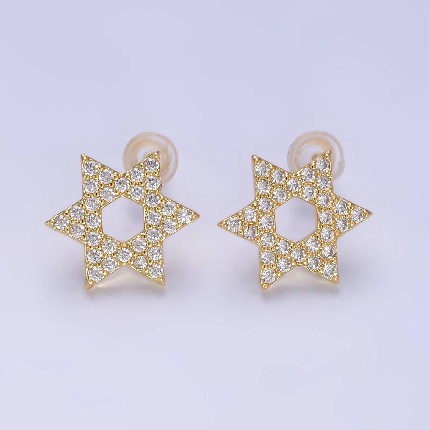 14K Gold Filled Micro Paved CZ Star of David Stud Earrings