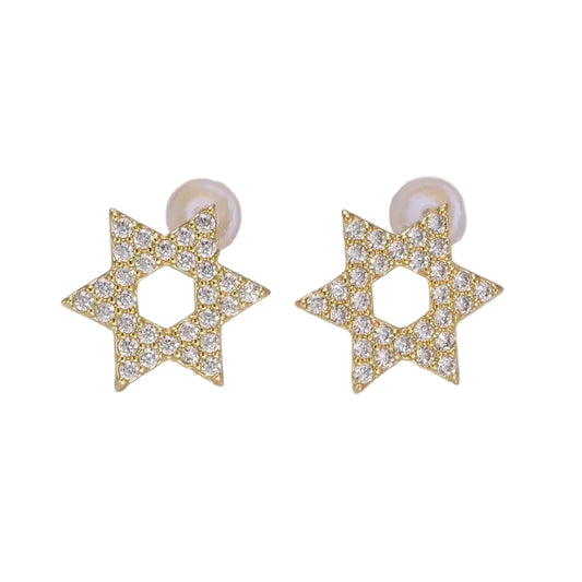 Paved Cz Star of David Stud Earrings
