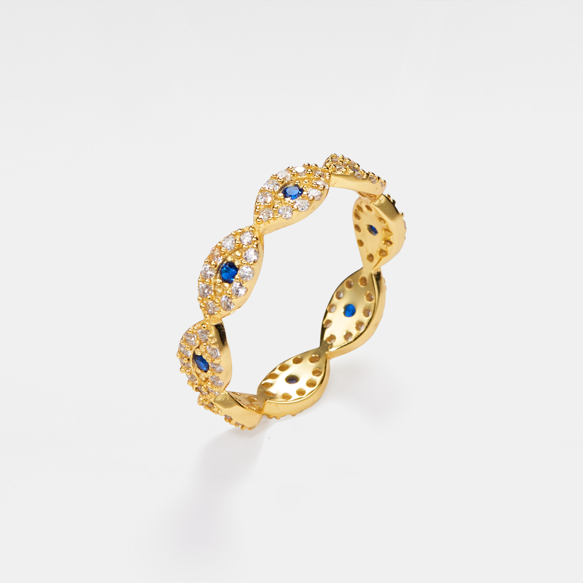 Turkish Evil Eye Stacking Band Ring in 925 Sterling Silver