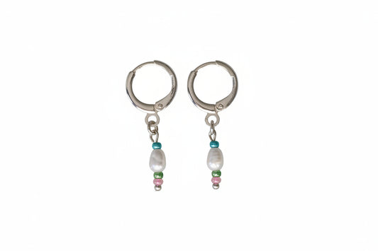 Multicolor Silver Hoops