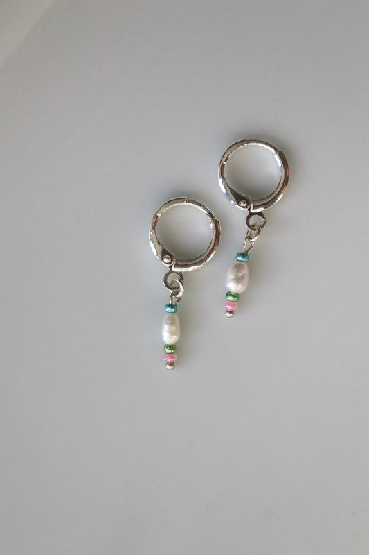 Multicolor Silver Hoops