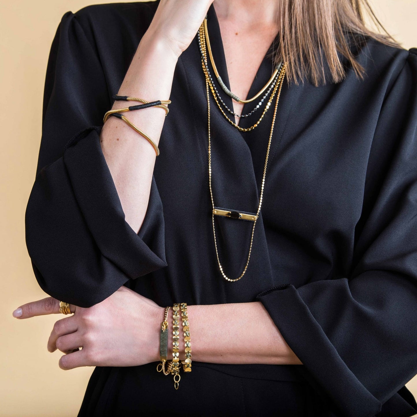 Gold Hearts Wrap Necklace/Bracelet