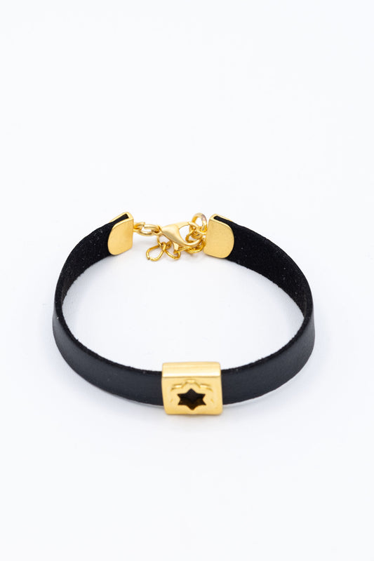 Jewish Star Leather Bracelet