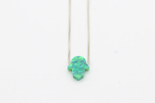 Opal Hamsa Necklace